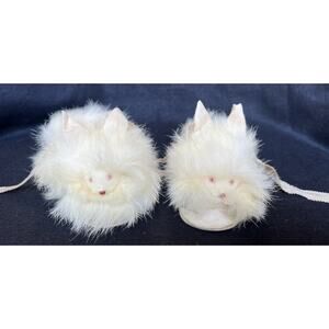 Antique Bunny Baby Slippers Bunny Rabbit Cony Glass Eyes And Nose Real Fur